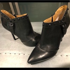 Studded Black Leather Ankle Bootie